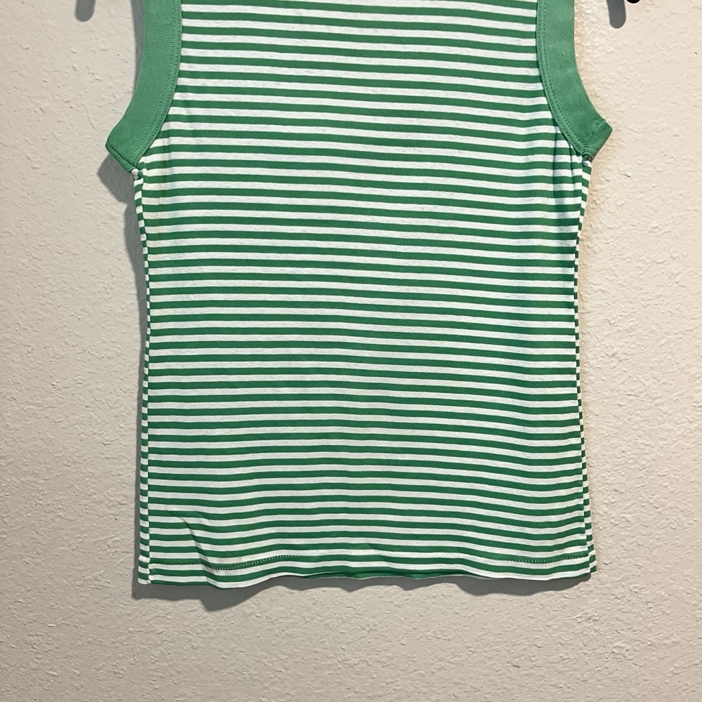 Vintage 70's/80's Retro T-Shirt Medium Green White Striped Muscle Tee Fits Small - Picture 8 of 10